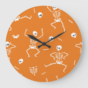 Relógio Grande Halloween Skeletons Diverte-se Padrão Invisível