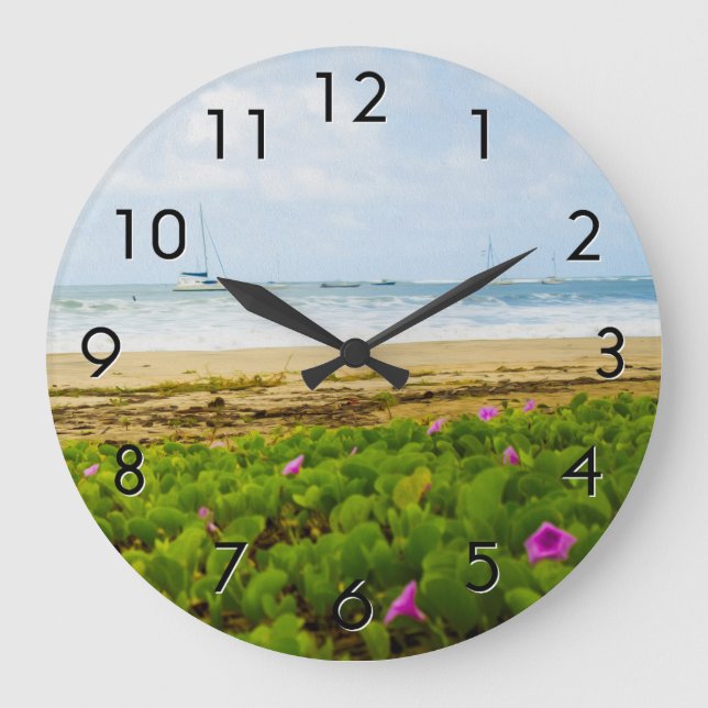 Relógio Grande Hanalei Bay Kauai Hawaii Beach e Boats (Frente)