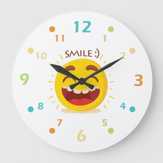 Relógio Grande Happy Emoticon Acrylic Wall Clock (Frente)