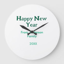 Relógio Grande Happy new year green add family name year simple