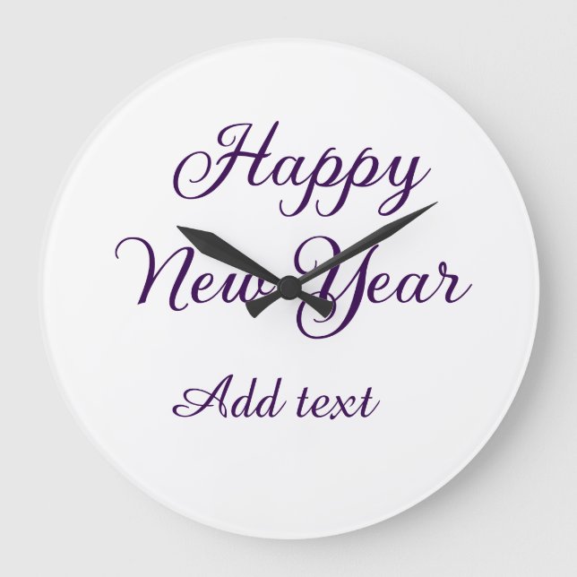 Relógio Grande Happy new year purple calligraphy simple minimal  (Frente)