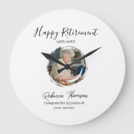 Relógio Grande Happy retirement year name circle photo retired