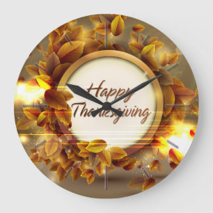 Relógio Grande Happy Thanksgiving 3 Wall Clocks & Numeral Options