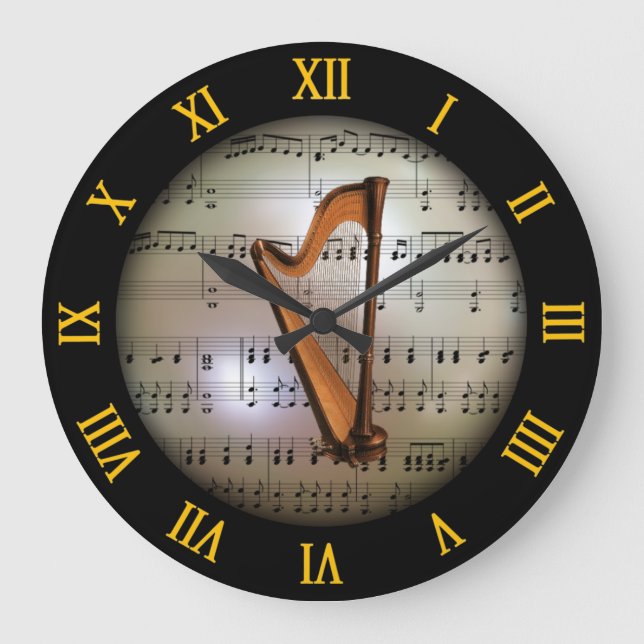 Relógio Grande Harp ~ Fundo "O Planeta Musical" * ~ (Frente)