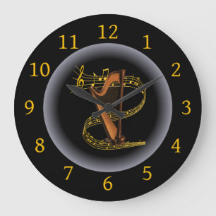 Relógio Grande Harp ~ G clef ~ Raio Musical ~ Destaque ~ ~ ~ ~ ~