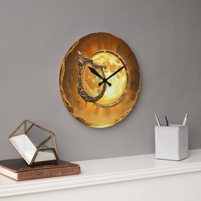Relógio Grande Harpa Celestial da Lua Dourada (Escritório)