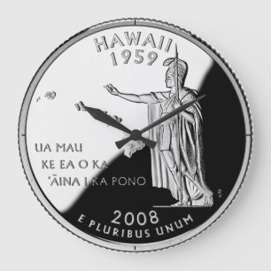 Relógio Grande Hawaii State Faux Quarter Clock