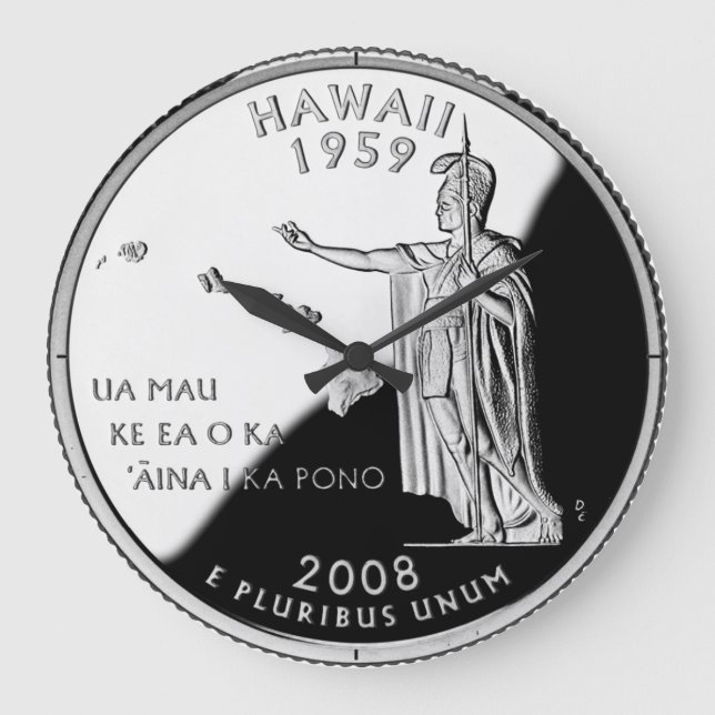 Relógio Grande Hawaii State Faux Quarter Clock (Frente)