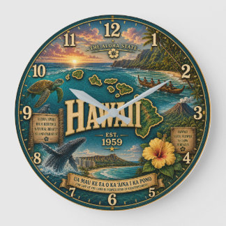 Relógio Grande Hawaii State Heritage Island Map Sea Turtle