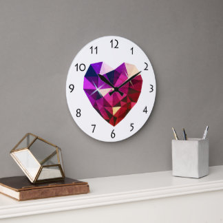 Relógio Grande Heart Gemstone Wall Clock