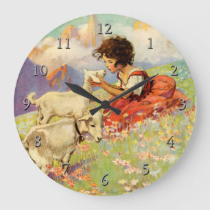 Relógio Grande "Heidi e suas cabras" por Jessie Willcox Smith