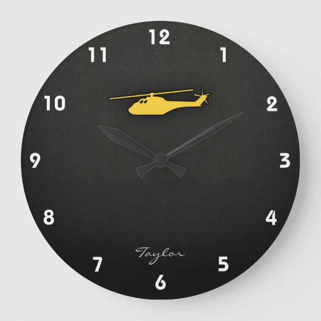 Relógio Grande Helicóptero âmbar amarelo (Frente)