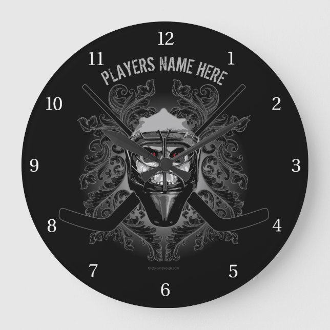 Relógio Grande Hellish Hockey Goalie Large Clock (Frente)
