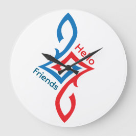 Relógio Grande Hello Friends Simple Happy Greeting Design