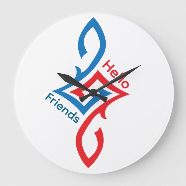 Relógio Grande Hello Friends Simple Happy Greeting Design (Frente)