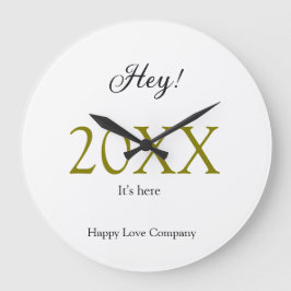 Relógio Grande Hey it's new year add year gold black simple. Mini