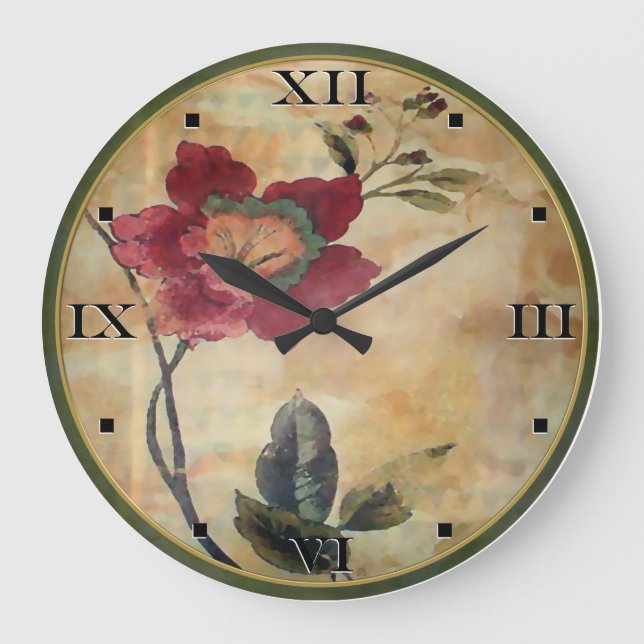 Relógio Grande Hibisco Victoriano Antiquado com Numerais Romanos (Frente)