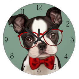 Relógio Grande Hipster Boxer Puppy