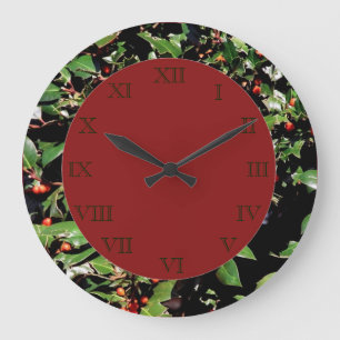 Relógio Grande Holly & Berries Wall Clock