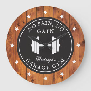 Relógio Grande Home Gym Weising Workout Rustic Wood Name