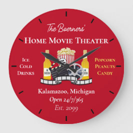Relógio Grande Home Movie Theater Popcorn Clapperboard Film