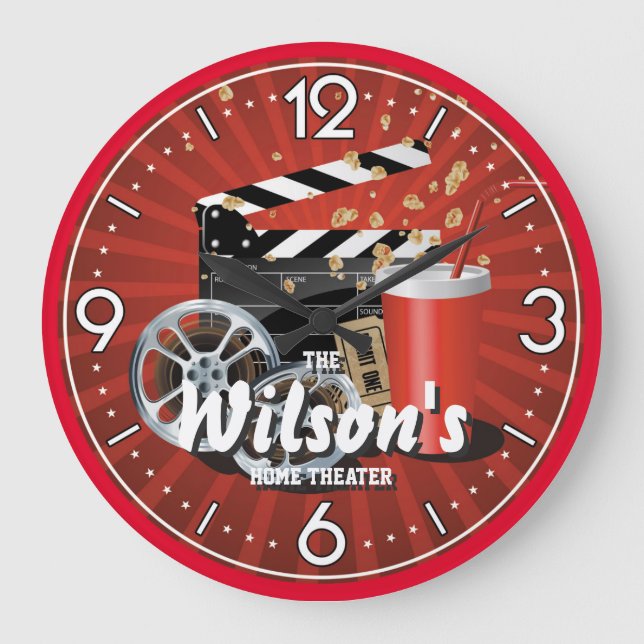 Relógio Grande Home Theater Cinema Personalizável Wall Clock (Frente)