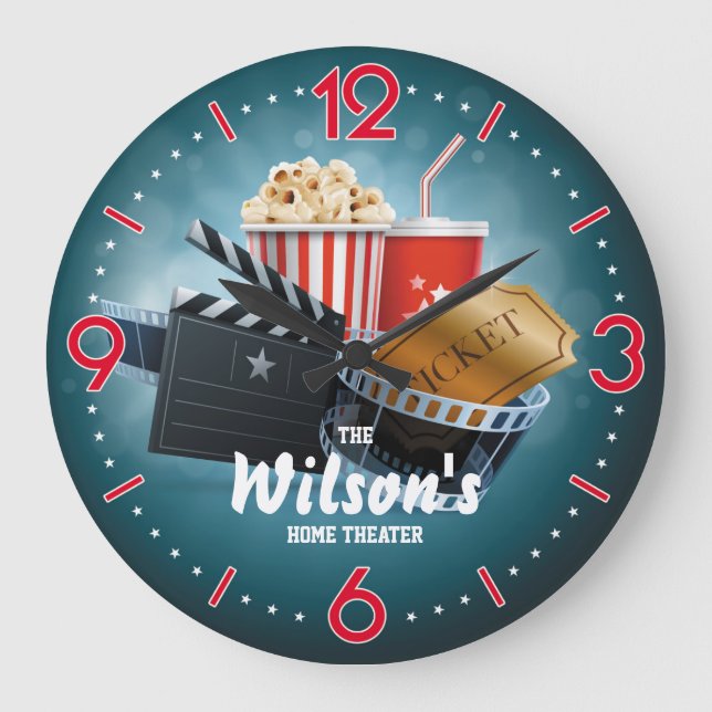 Relógio Grande Home Theater Cinema Personalizável Wall Clock (Frente)
