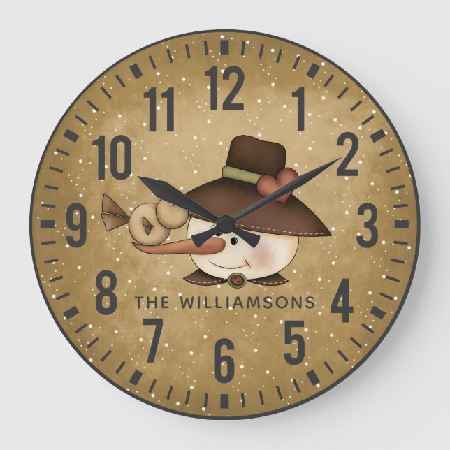 Relógio Grande Homem de Neve Primitivo Russo Personalizado (Frente)