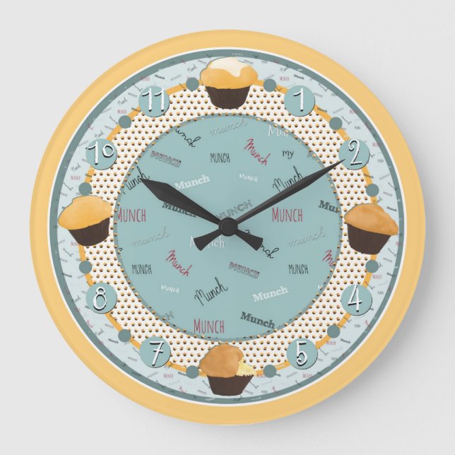 Relógio Grande Hora de Munch my Muffin (Relógio) (Frente)