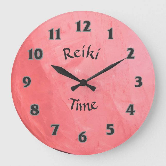 Relógio Grande Horário Reiki Rosa Rosa Rosa Rosa Quartz (Frente)