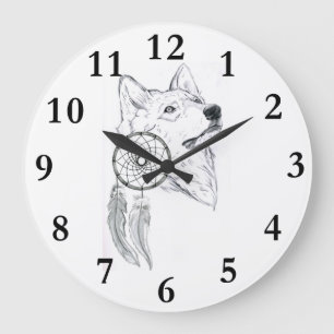 Relógio Grande horloge dreamcatcher wolf 1