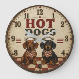 Relógio Grande Hot Dogs Dachshund Funny Wiener Dog Kitchen