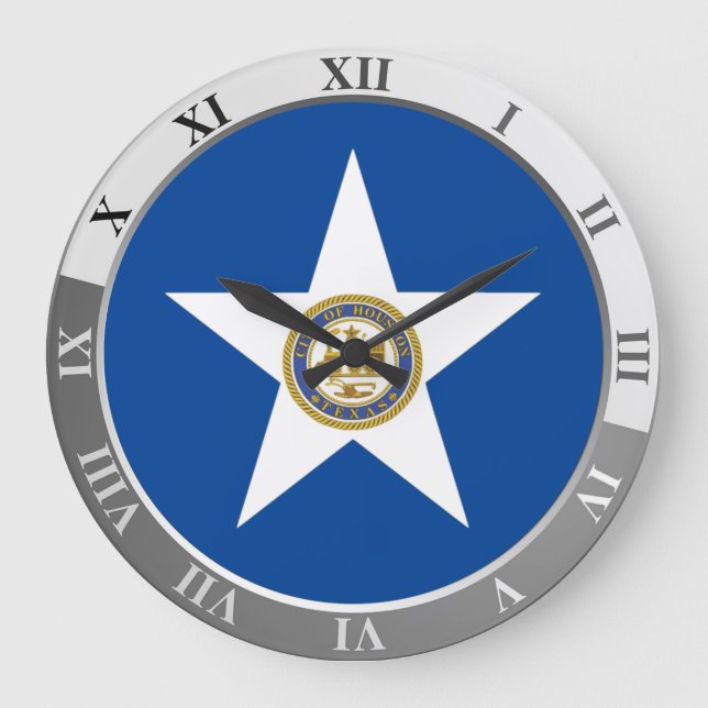Relógio Grande Houston flag Large Clock (Frente)