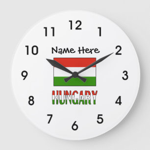 Relógio Grande Hungria e Bandeira Húngara Personalizados 