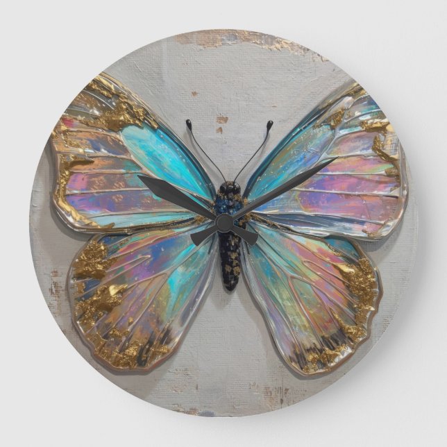 Relógio Grande Hypnotic Floral Color Flow Close-Up (Frente)