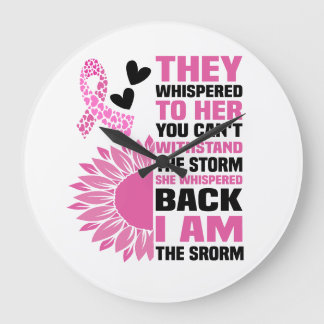 Relógio Grande "I Am the Storm", Design de citação rosa inspiraci