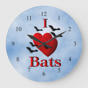 Relógio Grande I Heart Bats Cloudy Day Kitchen Clock