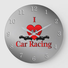 Relógio Grande I Heart Car Racing Wall Clock