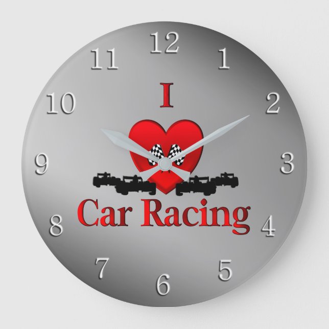 Relógio Grande I Heart Car Racing Wall Clock (Frente)