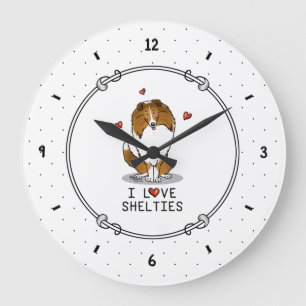 Relógio Grande I Love Shels (sable 2) Shetland Sheepdog Cute