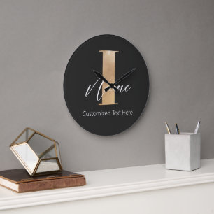 Relógio Grande I & Name Iniciais Monogramados Modernos Personaliz