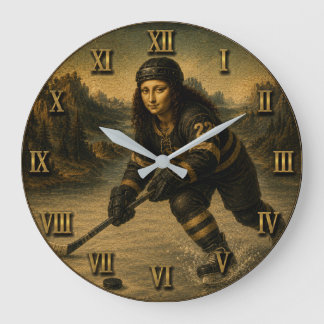 Relógio Grande Ice Hockey Funny Mona Lisa Hockey Player Gift