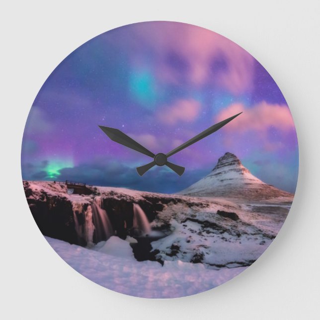 Relógio Grande Ice & Snow | Northern Lights,  Kirkjufell Mountain (Frente)