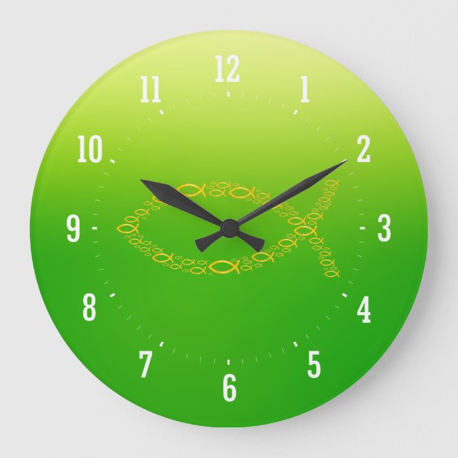 Relógio Grande Ichthus - pulso de disparo de parede cristão do (Frente)