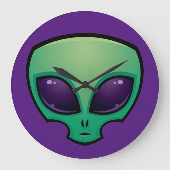 Relógio Grande Ícone Cabeça alienígena (Frente)