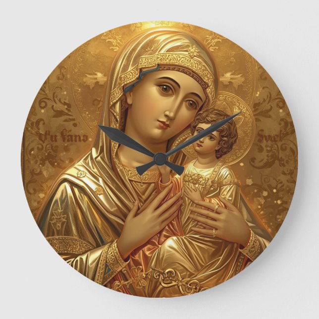 Relógio Grande Ícone da Virgem Maria em Oração (Frente)