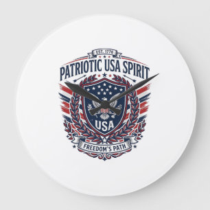Relógio Grande Ícones e Símbolos do Escudo da Liberdade Patriótic
