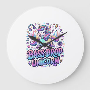 Relógio Grande Ideia de Presente Unicórnio Drop de Bass Typografi