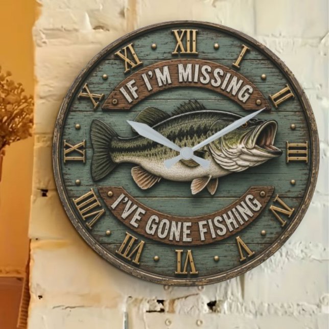 Relógio Grande  If I'm Missing I've Gone Fishing Fisherman Gift (Criador carregado)