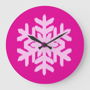 Relógio Grande Ikat Snowflake - Fuchsia e rosa-gelo